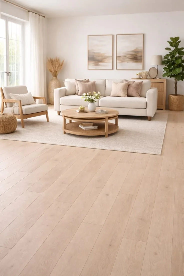 Parquet SPC chêne blond dans un salon cosy